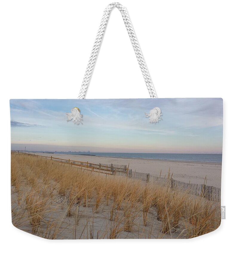 Sea Isle City Weekender Tote Bag featuring the photograph Sea Isle City, N J, Beach by Judith Rhue
