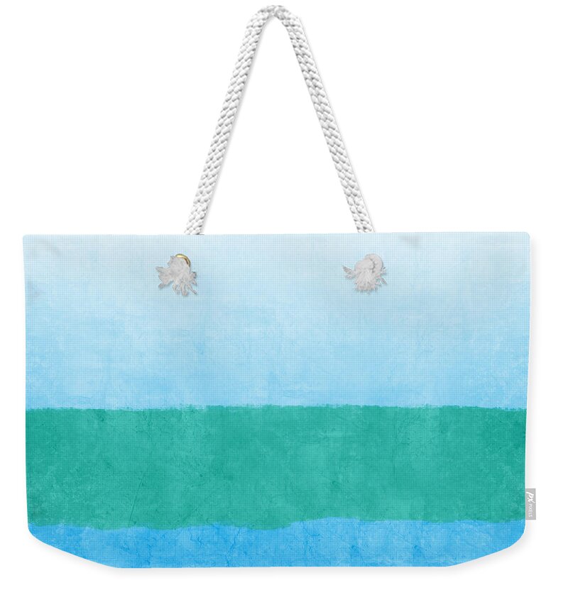 Abstract Weekender Tote Bag featuring the mixed media Sea of Blues by Linda Woods