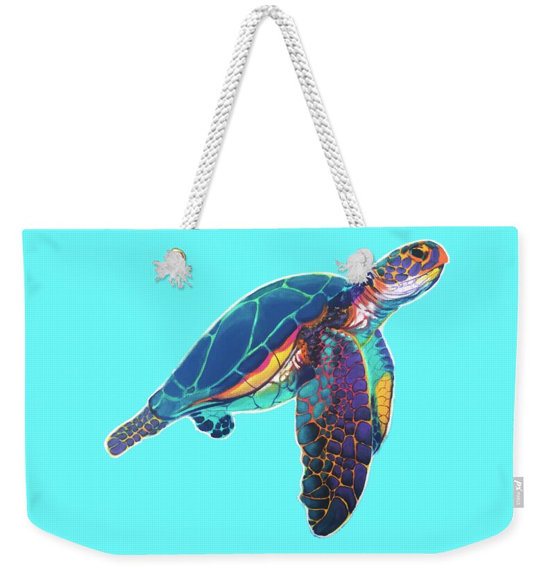 Sea Turtle Weekender Tote Bag featuring the painting Sea Turtle by Dawg Painter