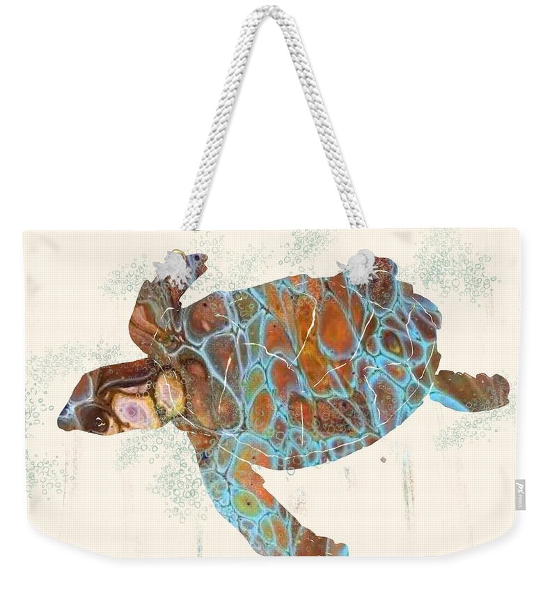 Turtle Weekender Tote Bag featuring the digital art Sea Turtle by Robin Wiesneth