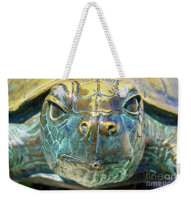 Al Weekender Tote Bag featuring the photograph Sea Turtle Statue Gulf Shores AL 1590a by Ricardos Creations