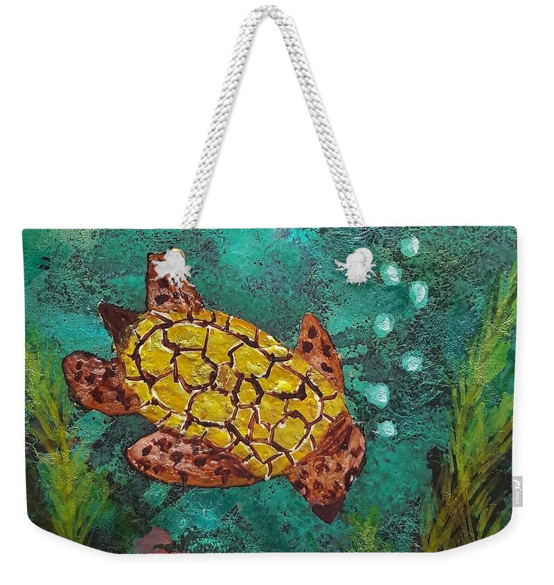 Alcohol Weekender Tote Bag featuring the painting Sea Turtle by Terri Mills