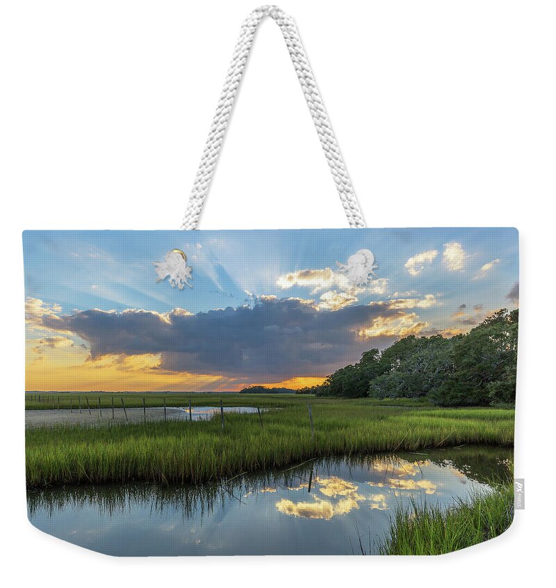 Seabrook Island Weekender Tote Bag featuring the photograph Seabrook Island Sunrays by Donnie Whitaker