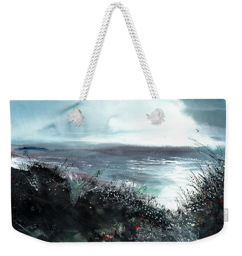 Nature Weekender Tote Bag featuring the painting Seaface by Anil Nene