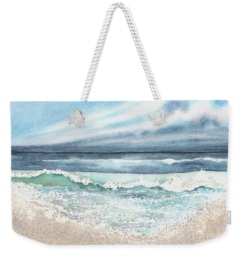 Ocean Weekender Tote Bag featuring the painting Seafoam Lace by Hilda Wagner