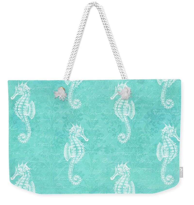 Graphic-design Weekender Tote Bag featuring the digital art Seahorses by Sylvia Cook