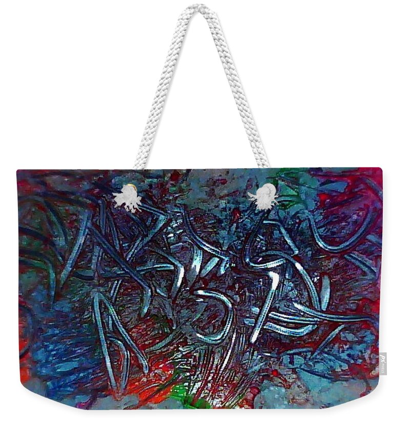 Microscopic Weekender Tote Bag featuring the painting Searching for Meaning by Rein Nomm