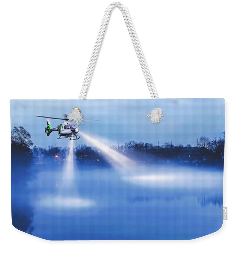 Helicopter Weekender Tote Bag featuring the photograph Searchlight by Mountain Dreams