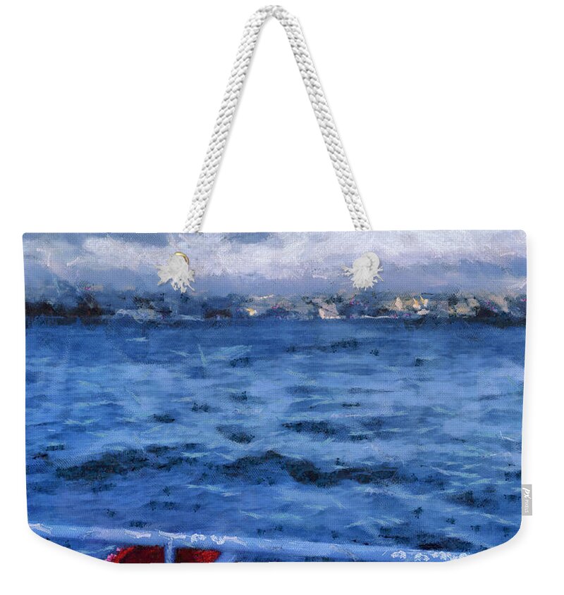 Painting Weekender Tote Bag featuring the painting Seascape by Dimitar Hristov