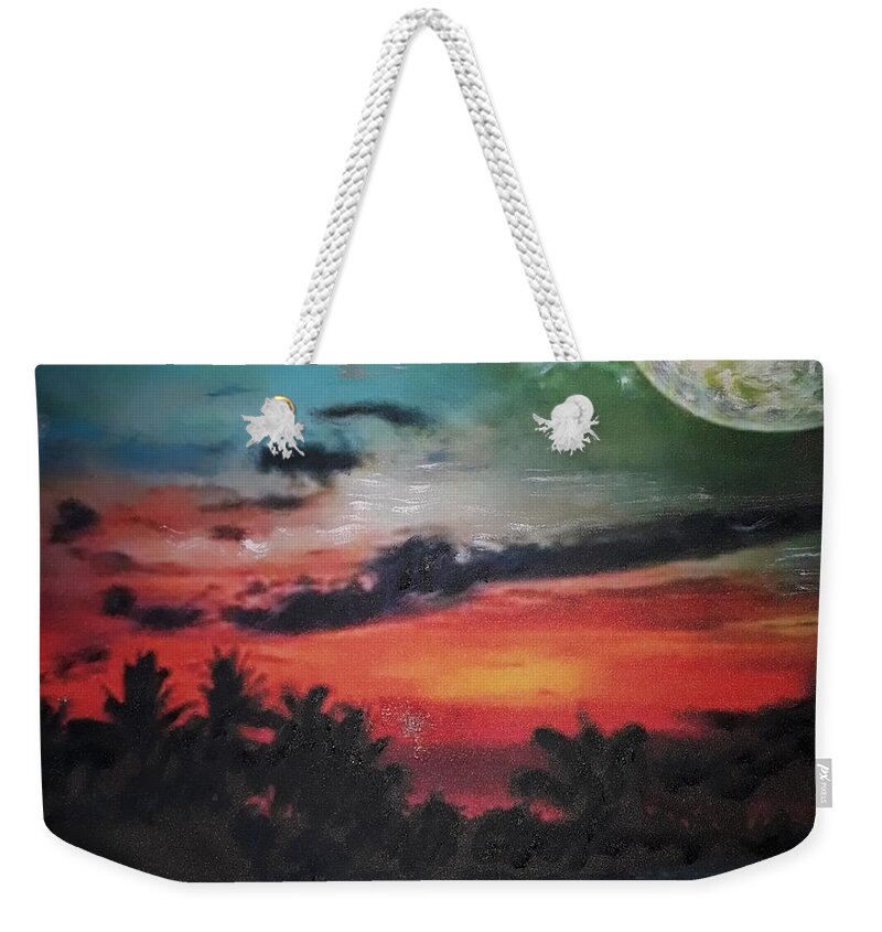 Seascape Weekender Tote Bag featuring the painting Seascape by Sam Shaker