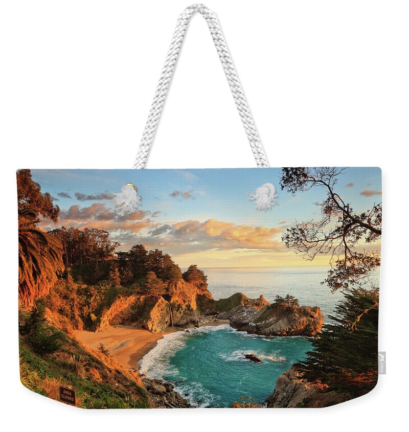 Waterfall Weekender Tote Bag featuring the photograph Seaside Falls by Erick Castellon