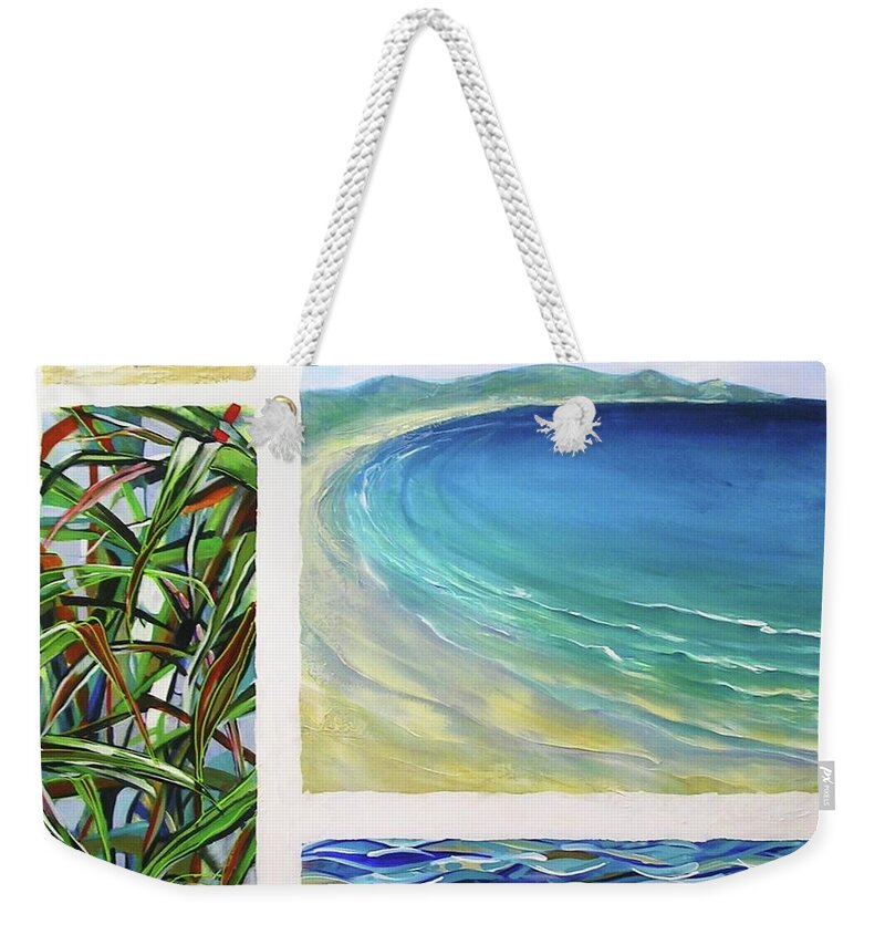 Surf Weekender Tote Bag featuring the painting Seaside Memories by Chris Hobel