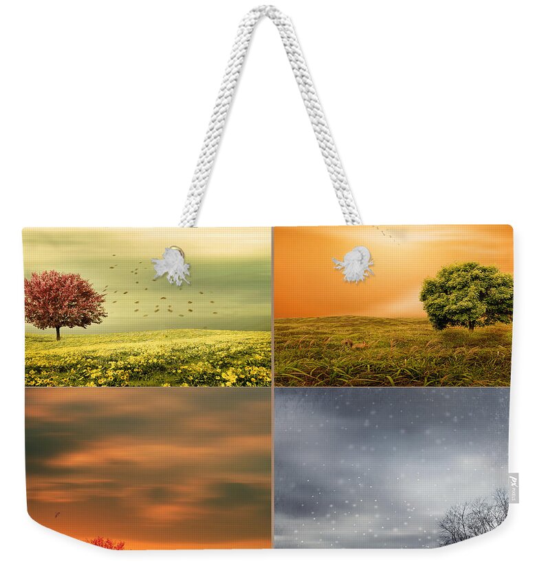 Four Seasons Weekender Tote Bag featuring the photograph Seasons' Delight by Lourry Legarde