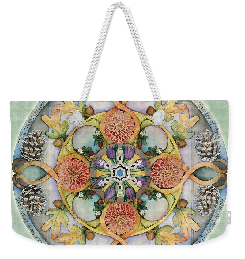 Mandala Weekender Tote Bag featuring the painting Seasons Mandala by Jo Thomas Blaine