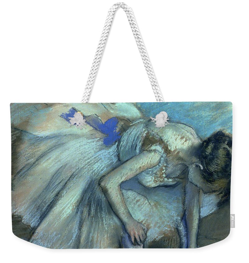 Ballet Weekender Tote Bag featuring the pastel Seated Dancer by Edgar Degas, pastel by Edgar Degas