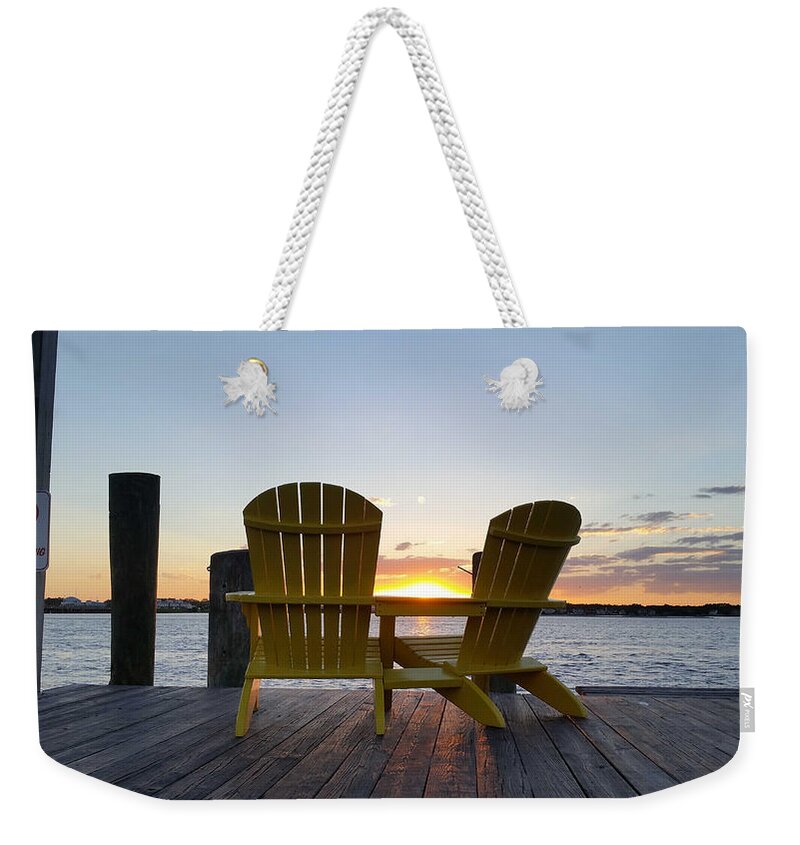 Sun Weekender Tote Bag featuring the photograph Seats For Sunset by Robert Banach
