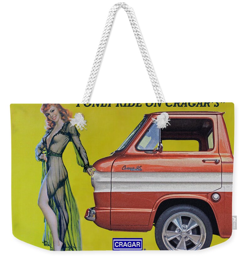 Wheels Weekender Tote Bag featuring the photograph Seductive Sales Pitch by Christopher McKenzie
