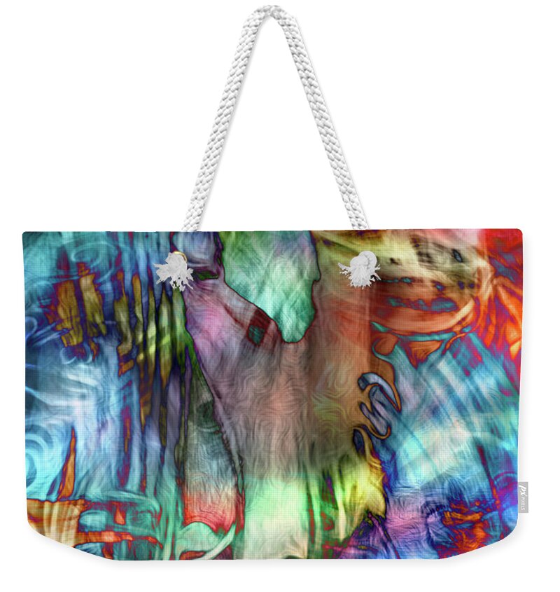 Music Weekender Tote Bag featuring the mixed media See the Music I by Mike Massengale