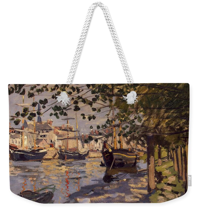 Seine Weekender Tote Bag featuring the painting Seine at Rouen, 1872 by Claude Monet