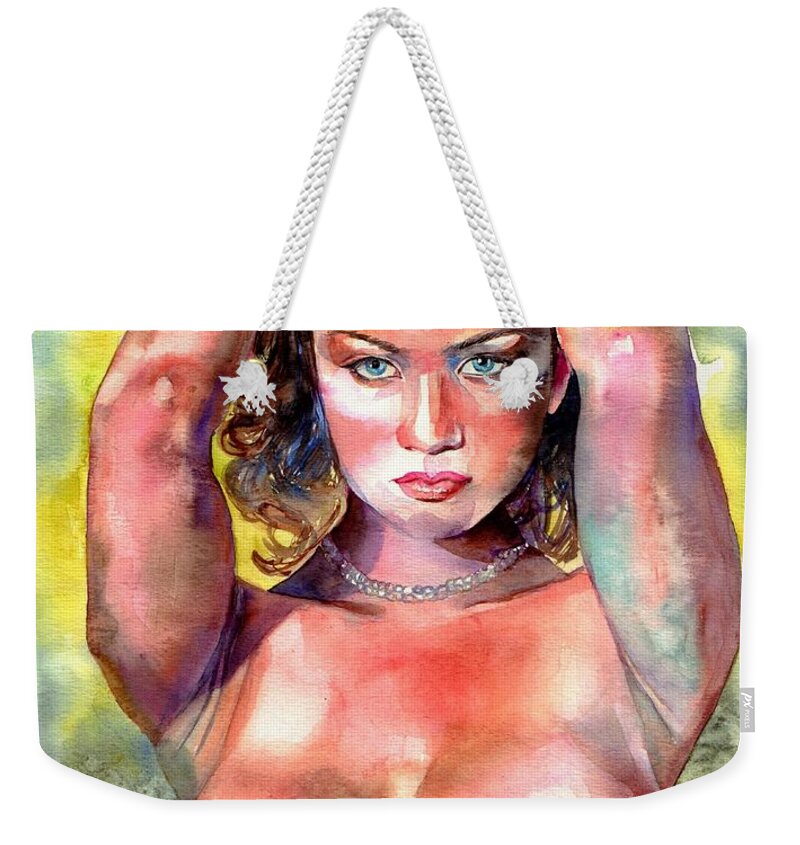 Nude Weekender Tote Bag featuring the painting Selena by Suzann Sines