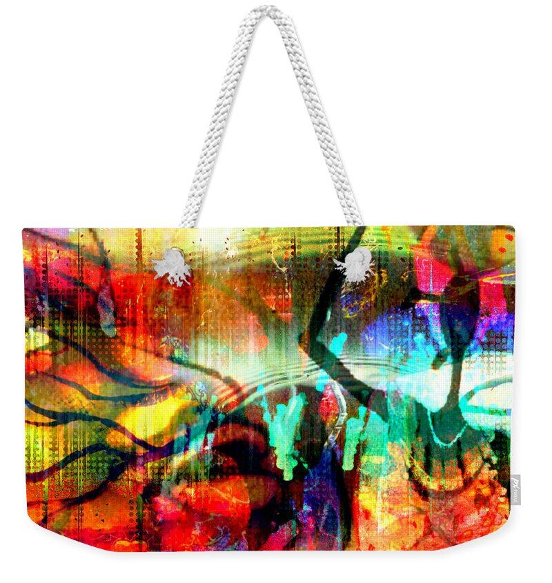 Faniart Africa America Fania Simon Faniart Self Employed Market Place Colorful Femme Africain Woman Weekender Tote Bag featuring the mixed media Self Employed by Fania Simon