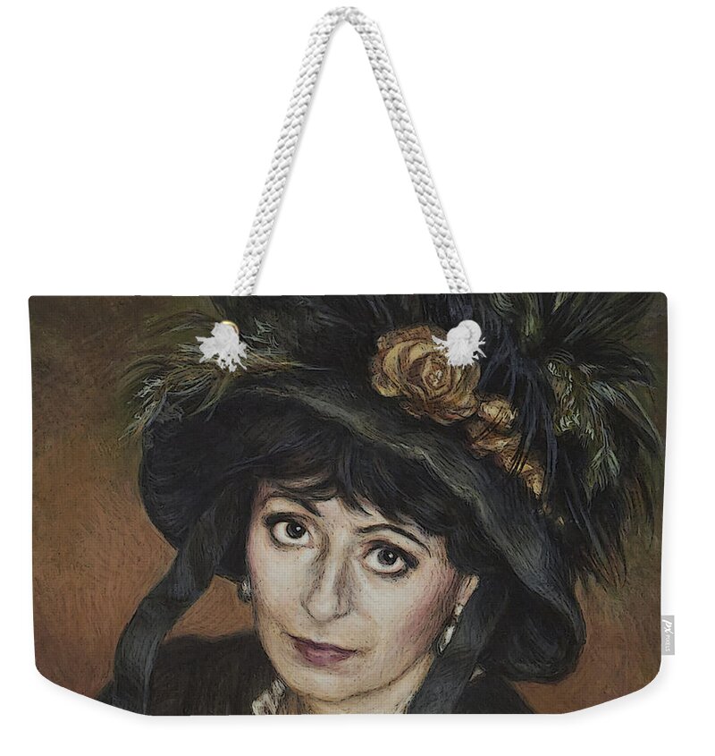 Self-portrait Weekender Tote Bag featuring the painting Self-Portrait a la Camille Claudel by Yvonne Wright