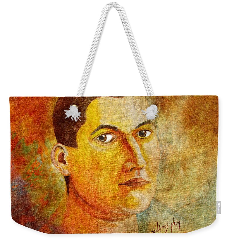 Selfportrait Weekender Tote Bag featuring the painting Selfportrait oil by Alexa Szlavics