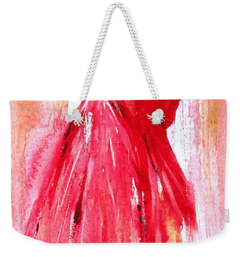 Semi Abstract Weekender Tote Bag featuring the painting Semi Abstract Bride And Groom by Mary Cahalan Lee - aka PIXI