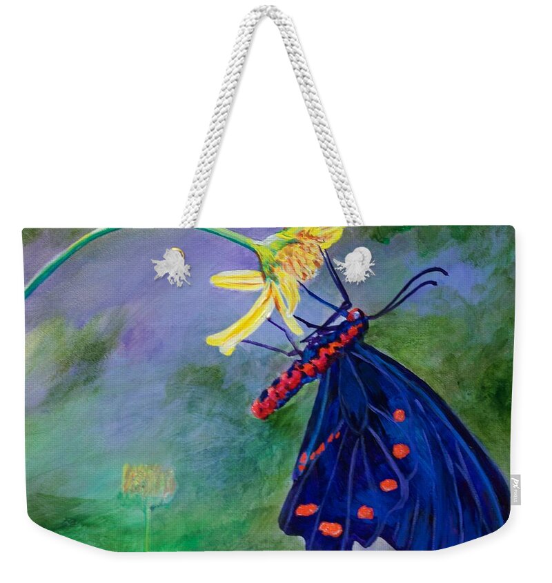 Red Spots Weekender Tote Bag featuring the painting Semperi Swallowtail Butterfly by AnnaJo Vahle