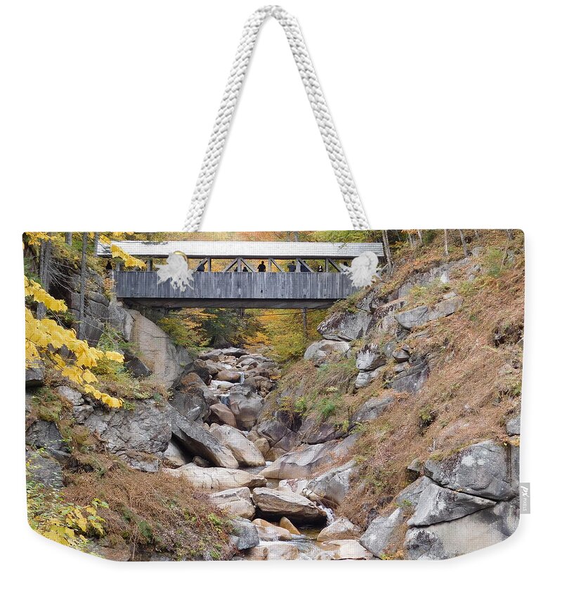 Sentinel Pine Weekender Tote Bag featuring the photograph Sentinel Pine Covered Bridge by Catherine Gagne