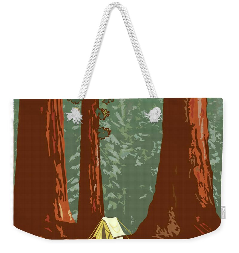 #faatoppicks Weekender Tote Bag featuring the painting Sequoia, National park, vintage travel poster by Long Shot