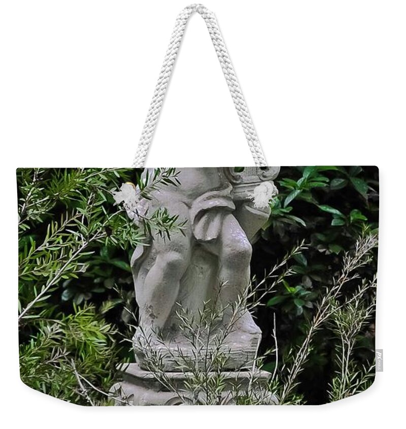 Statue Weekender Tote Bag featuring the photograph Serenade in the Garden by DigiArt Diaries by Vicky B Fuller