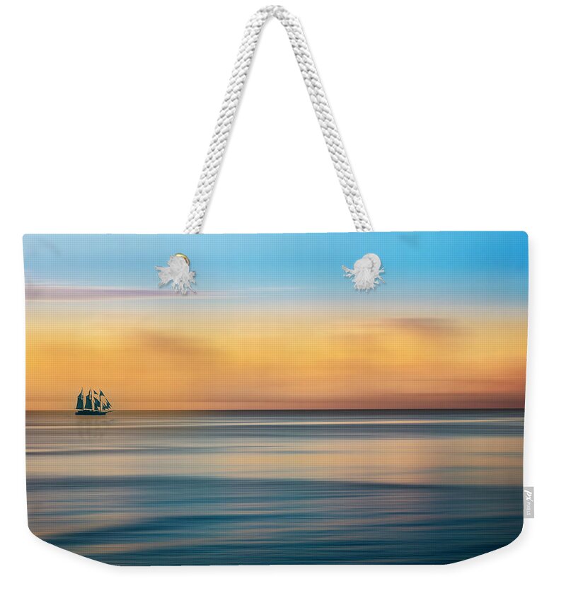 Boats Weekender Tote Bag featuring the photograph Serenity Sailing Dreamscape by Debra and Dave Vanderlaan