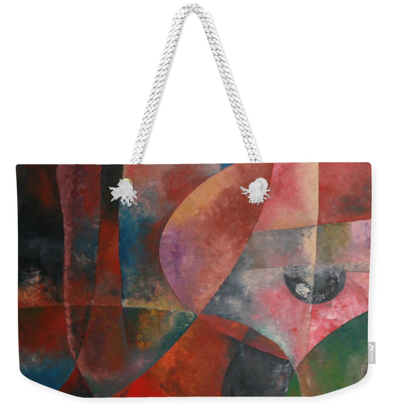Series 1a Weekender Tote Bag featuring the painting Series 1A by Obi-Tabot Tabe