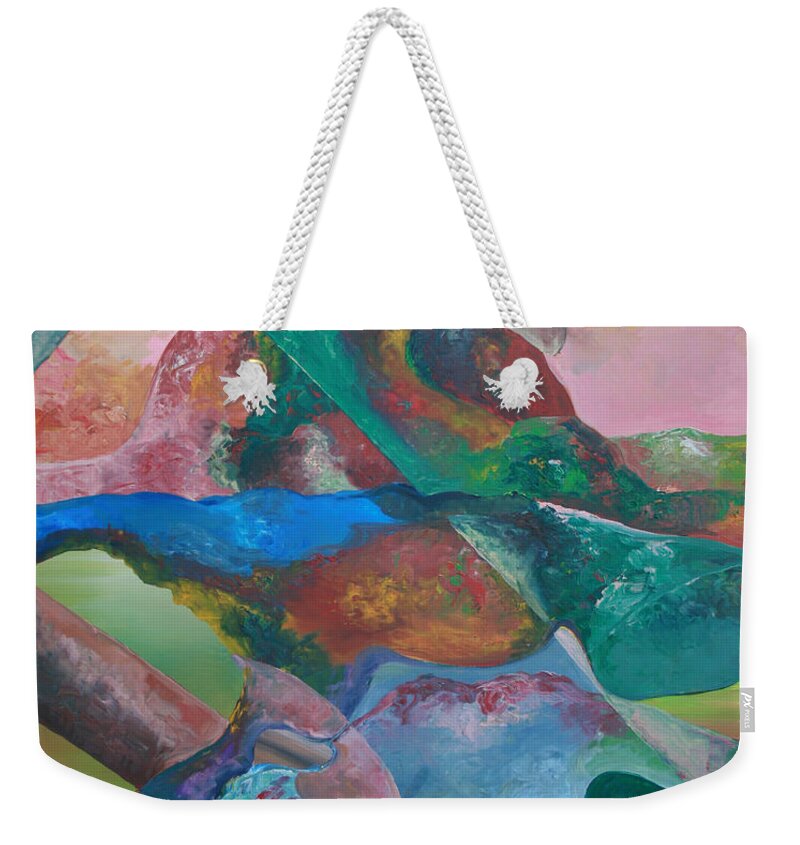 Series 1c Weekender Tote Bag featuring the painting Series 1C by Obi-Tabot Tabe