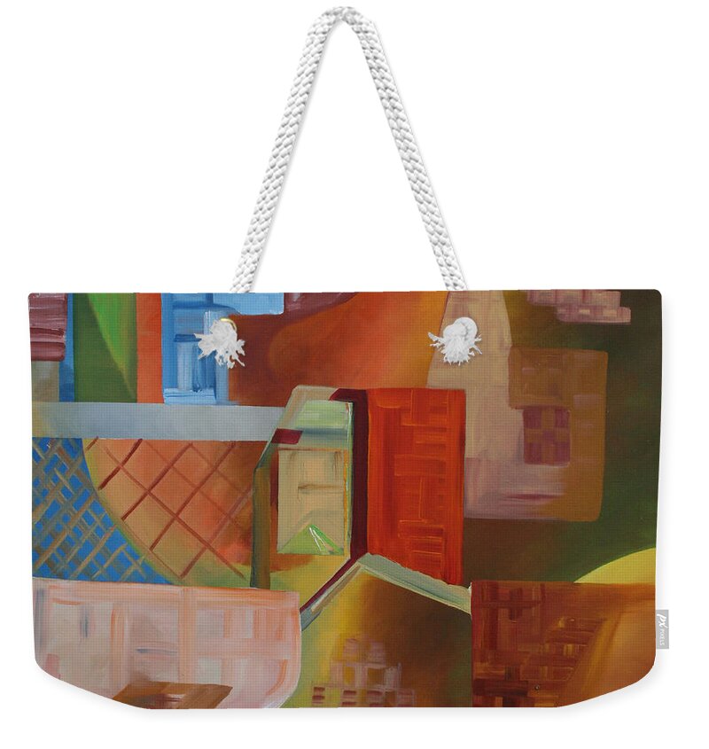 Series 1d Weekender Tote Bag featuring the painting Series 1D by Obi-Tabot Tabe