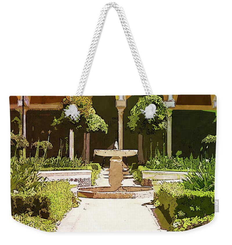 Seville Weekender Tote Bag featuring the painting Seville, Andalusian Patio - 02 by AM FineArtPrints