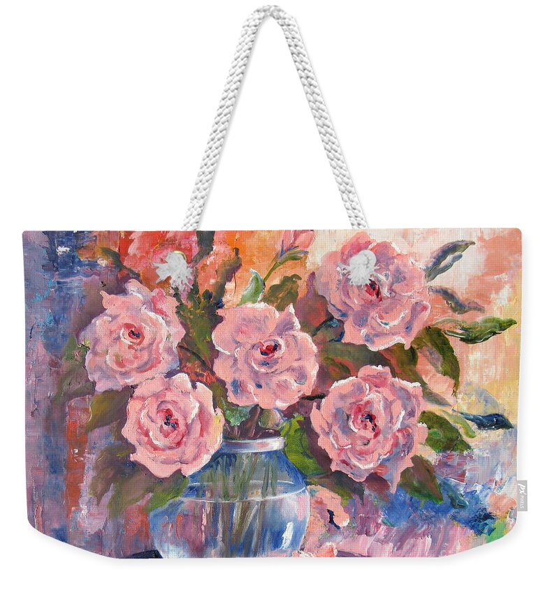 Floral Weekender Tote Bag featuring the painting Shades of Flowers by Lisa Boyd