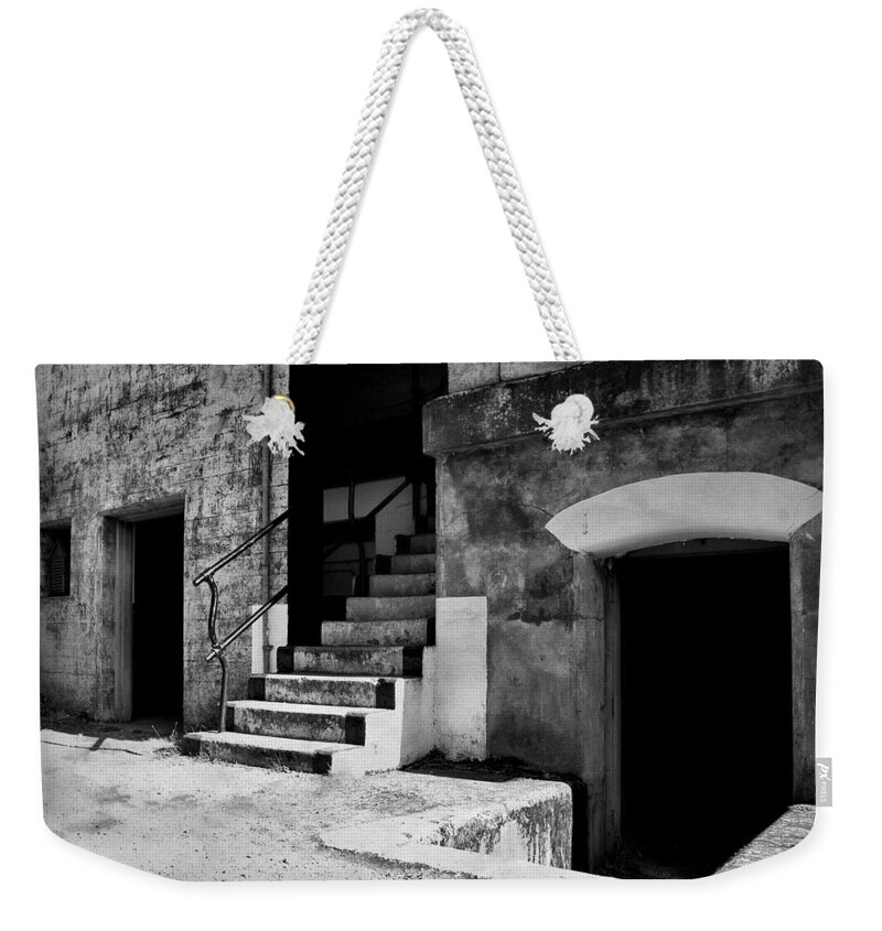 Building Weekender Tote Bag featuring the photograph Shades of the Past - bw by Marilyn Wilson