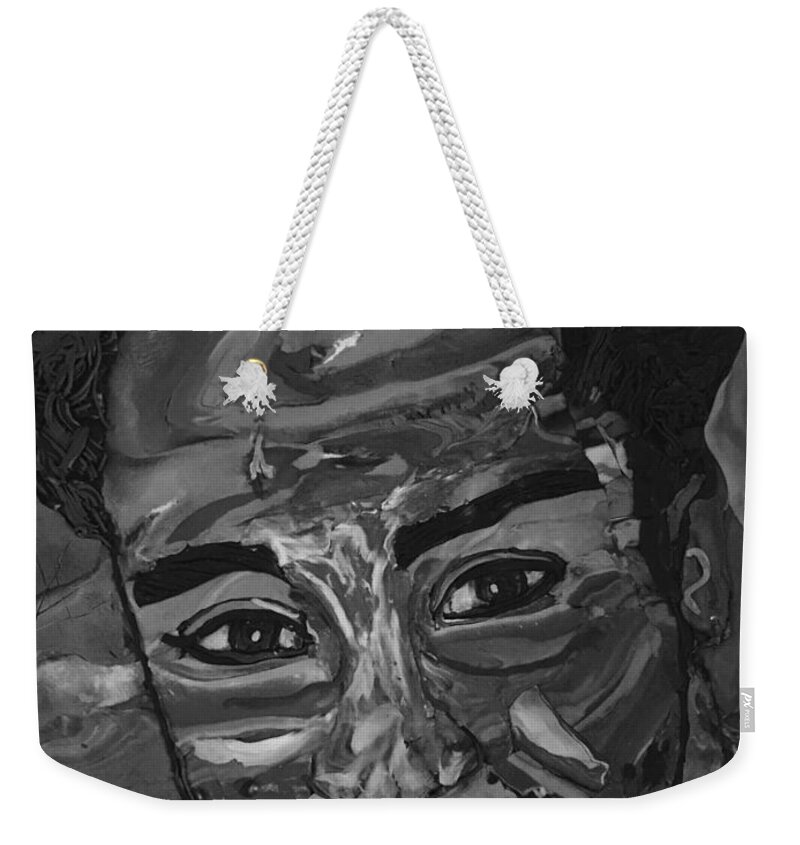 Black And White Weekender Tote Bag featuring the photograph Shane in Black and White by Deborah Stanley