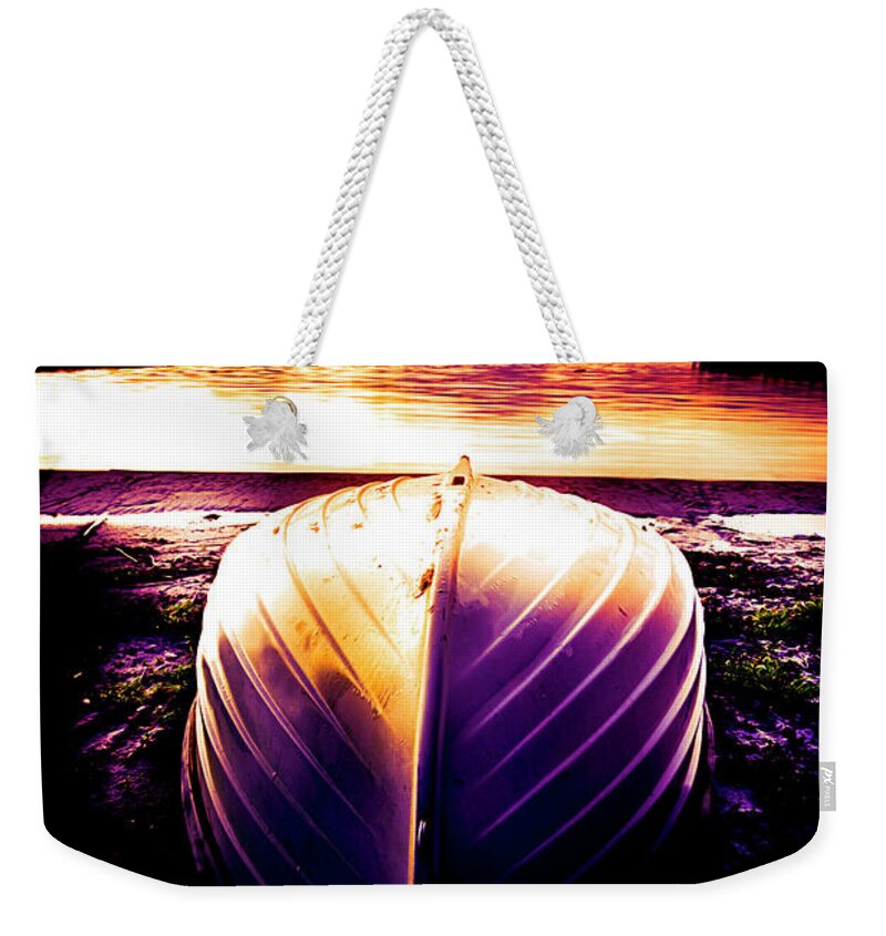 Boats Weekender Tote Bag featuring the photograph Shapes at Dawn by Debra and Dave Vanderlaan