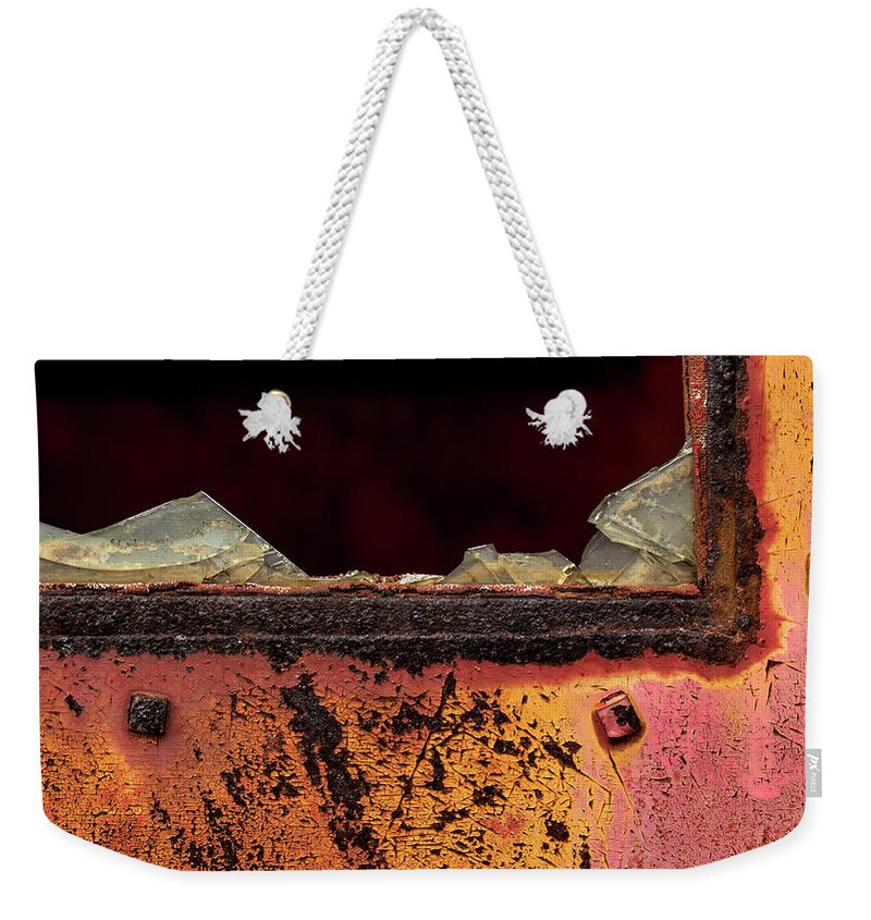 Shattered Window Weekender Tote Bag featuring the photograph Shattered by Holly Ross