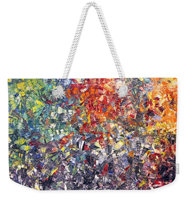 Abstract Weekender Tote Bag featuring the painting Shattered by Munir Alawi