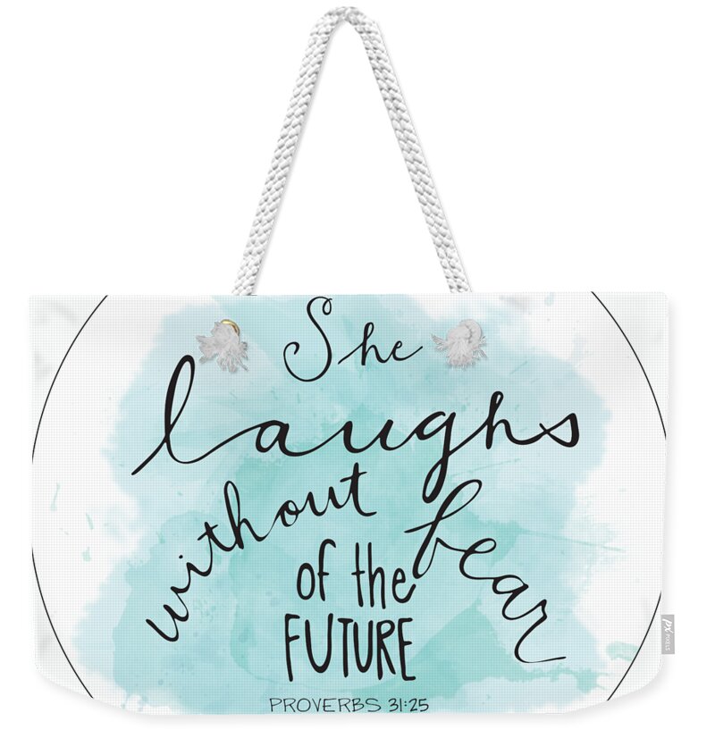 Faith Based Art Weekender Tote Bag featuring the painting She Laughs by Nancy Ingersoll