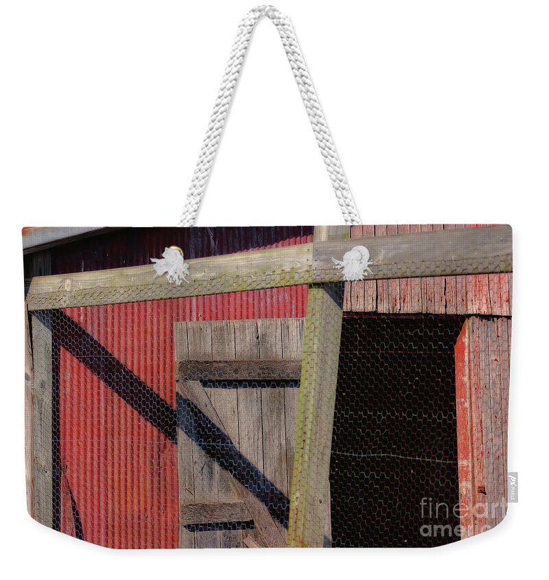 Shed Weekender Tote Bag featuring the photograph Shed Shadows by Karen Adams