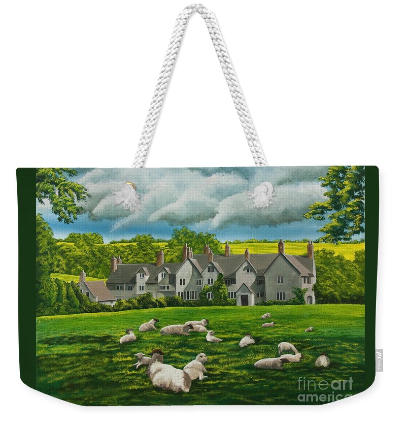 English Painting Weekender Tote Bag featuring the painting Sheep in Repose by Charlotte Blanchard