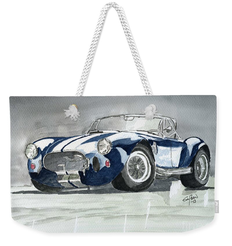 Car Weekender Tote Bag featuring the painting Shelby Cobra by Eva Ason