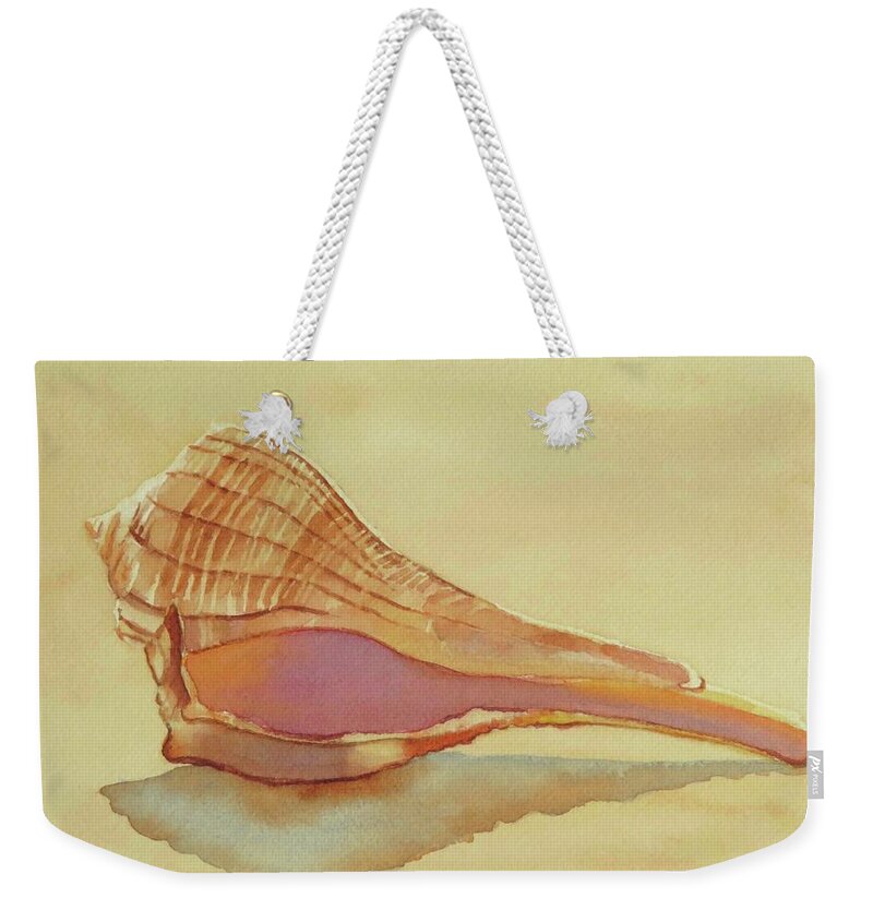 Seashells Weekender Tote Bag featuring the painting Shell 5 by Judy Mercer