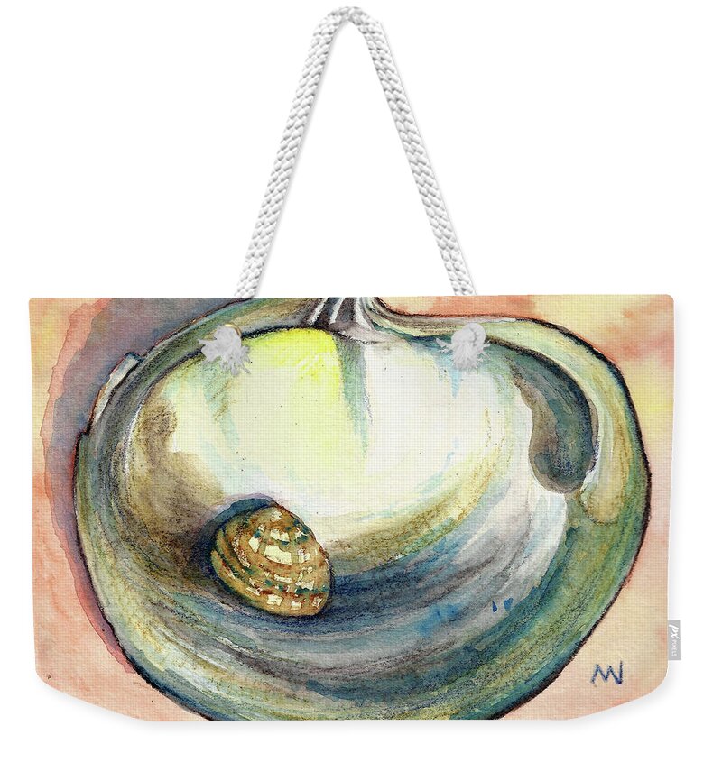 Shell Weekender Tote Bag featuring the painting Shell Study by AnneMarie Welsh