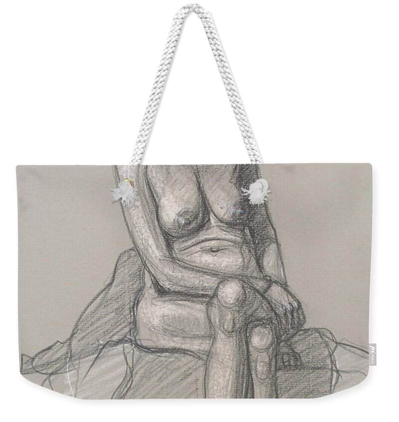 Realism Weekender Tote Bag featuring the drawing Shelly With Long Hair by Donelli DiMaria